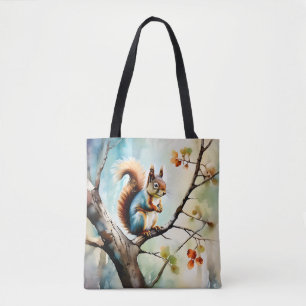 Bolsa Tote Natureza de Aquarela de Esquilo
