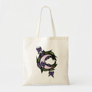 Bolsa Tote Natureza Lua Borboletas Borboletas Arte Roxa