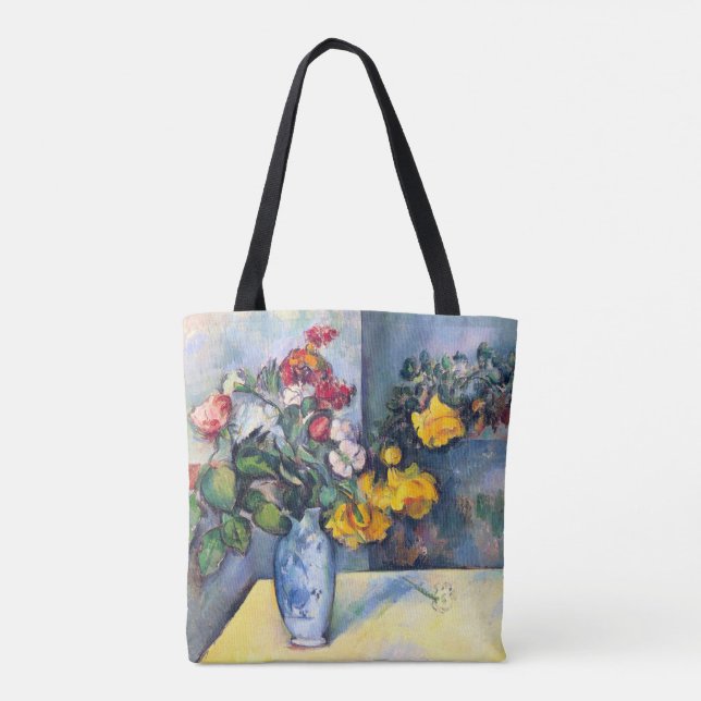 Bolsa Tote Natureza Morta Flores em um Vaso Por Paul Cezanne (Verso)