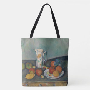 Bolsa Tote Natureza Morta, Jarro de Leite e Frutas numa Mesa,