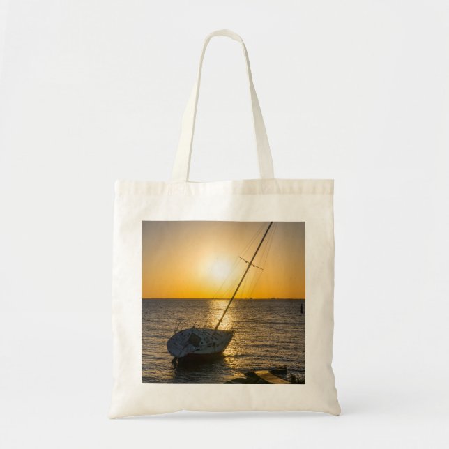 Bolsa Tote Naufrágio de veleiro sunset no Golfo de Breeze FL  (Frente)