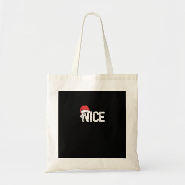 Bolsa Tote Naughty Or Nice Matching Christmas Funny Design (Frente)