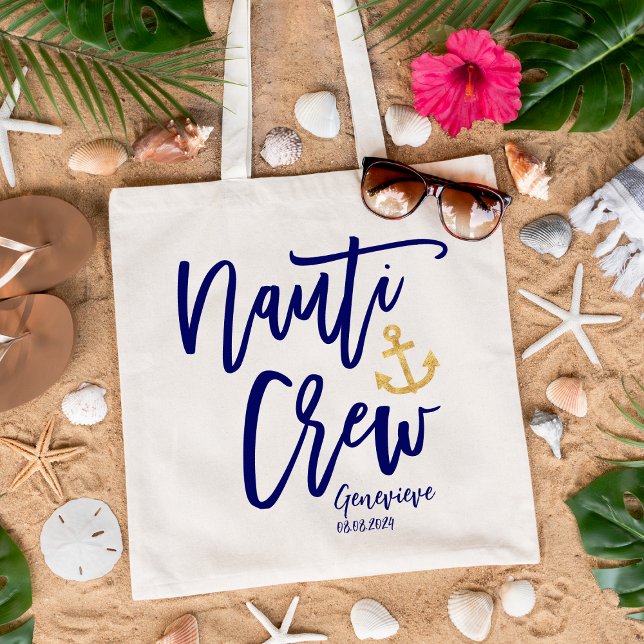 Bolsa Tote Nauti Crew | Bridesmaid Náutica (Criador carregado)