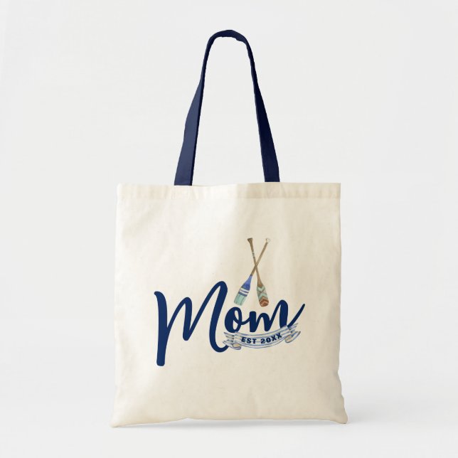 Bolsa Tote Nautical Mom Established Navy Blue Script Tote Bag (Frente)
