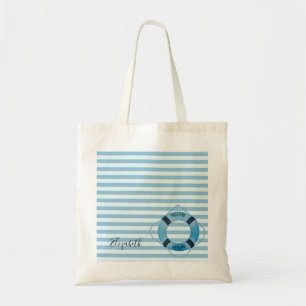 Bolsa Tote Náutico, Listras Azuis Claras