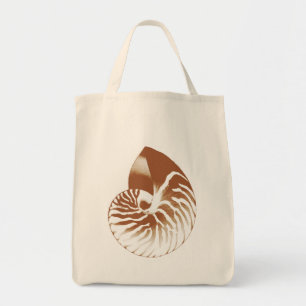 Bolsa Tote Nautilus shell - cacau castanho e branco