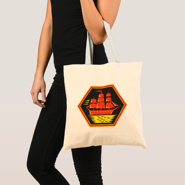 Bolsa Tote Navegação de Navio Clipper Vintage (Criador carregado)