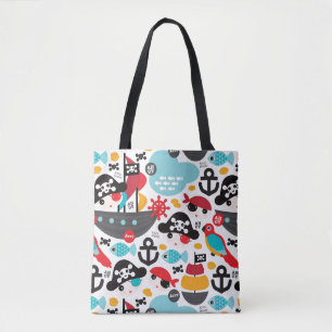 Bolsa Tote Navigação retro da ilustração dos piratas