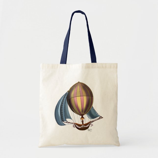 Bolsa Tote Navio aéreo com velas azuis (Frente)