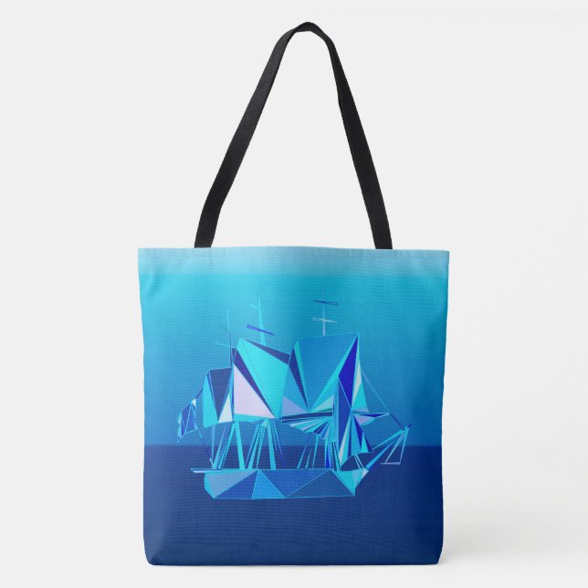 Bolsa Tote Navio de Clipper Geométrico Moderno, Azul Cobalto (Frente)