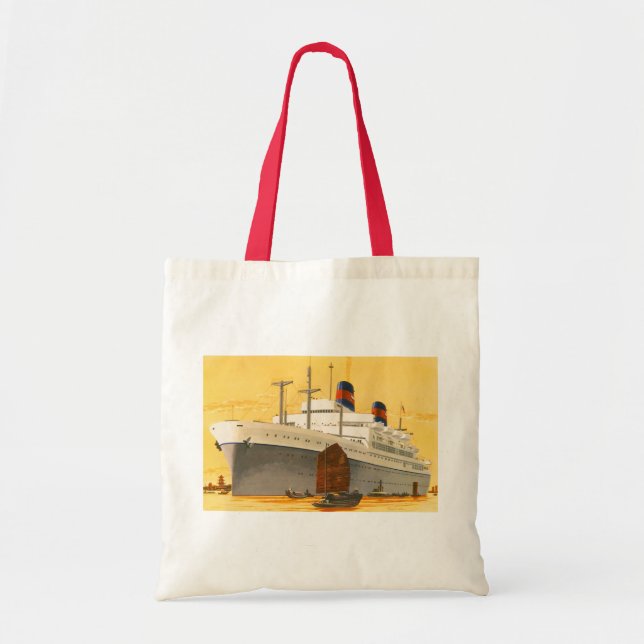 Bolsa Tote Navio de Cruzeiro Antigo para o Oriente com Barcos (Frente)