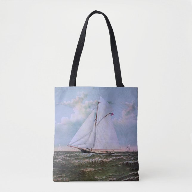 Bolsa Tote Navio de Vela Antigo Iate de Sloope Oceano (Frente)