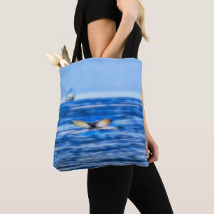 Bolsa Tote Navio de vela de baleia Mar Azul profundo