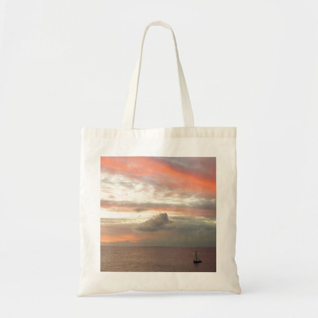 Bolsa Tote Navio de vela em sol Belo e Rosa, paisagem (Frente)