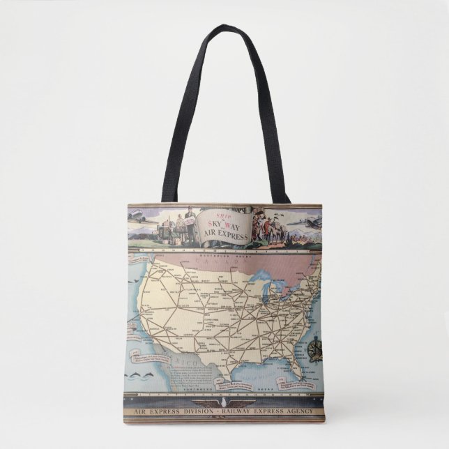 Bolsa Tote Navio do mapa dos Estados Unidos o Skyway através (Frente)