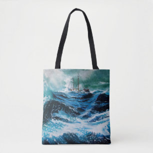 Bolsa Tote Navio no mar em tempestade, náutico