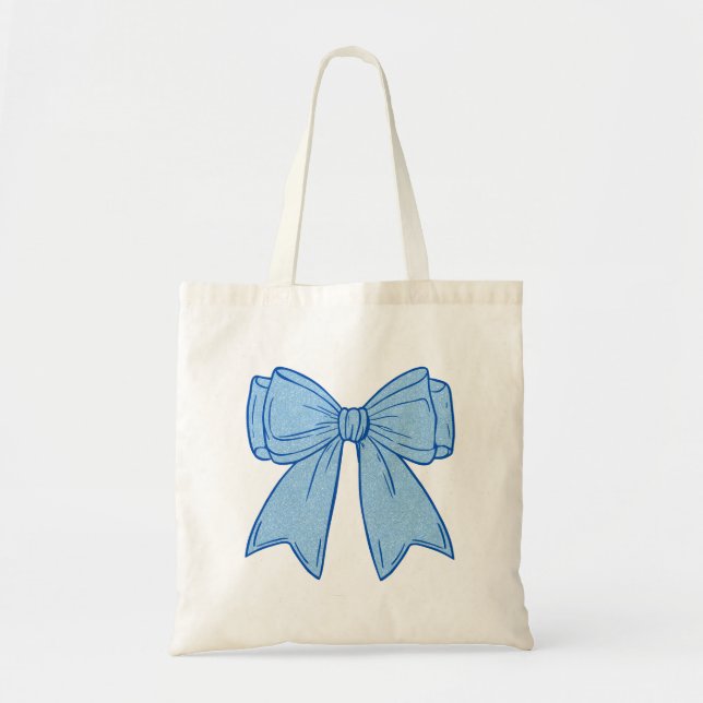 Bolsa Tote Navy + Blue Faux Glitter Bow (Frente)