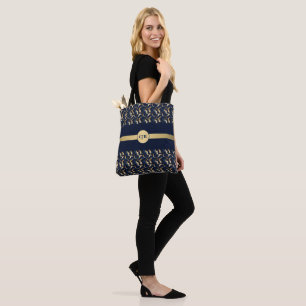 Bolsa Tote Navy e Dourado Abstrato Personalizado