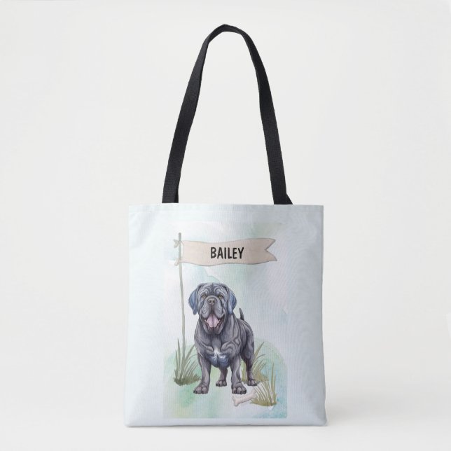 Bolsa Tote Neapolitan Mastiff Watercolor Personalized Dog (Frente)