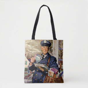 Bolsa Tote Negócio do vintage, carteiro que entrega letras d