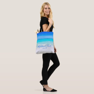 Bolsa Tote Negócios da Cena de Praia da Faixa Azul