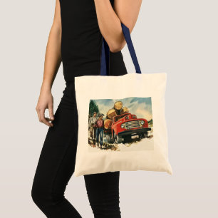 Bolsa Tote Negócios Vintage, Caminhão de Madeira com Lenhador