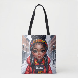 Bolsa Tote Negra africana americana com Braids