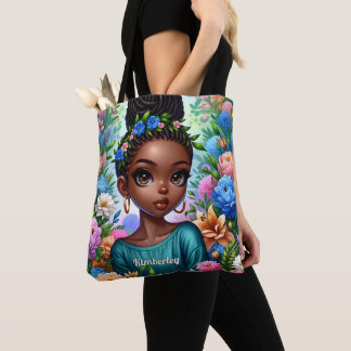 Bolsa Tote Negra africana americana com Braids