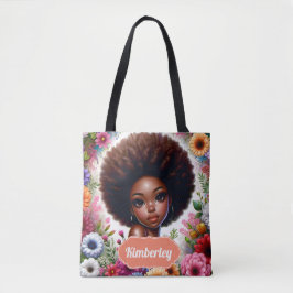 Bolsa Tote Negra afro-americana com afro