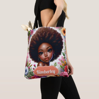 Bolsa Tote Negra afro-americana com afro