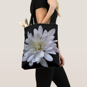 Bolsa Tote Negra branca, floral, branca, margarida negra