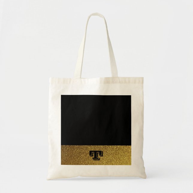 Bolsa Tote Negro e ouro monograma (Frente)