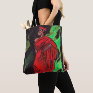 BOLSA TOTE NEGRO MULHER EM VERMELHO