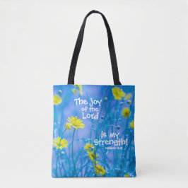 Bolsa Tote Nehemiah 8:10, A Alegria do Senhor, Flores
