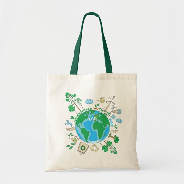 Bolsa Tote  Nenhum desperdício| Sustentabilidade Ecológica (Frente)