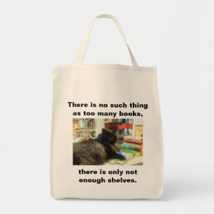 Bolsa Tote "Nenhuma coisa como gato de livros demais" (luz)