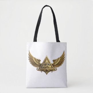 Bolsa Tote NeoAnkh | 3D Gold Eye of Horus & Winged Pyramid
