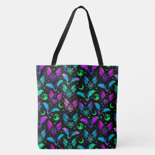 Bolsa Tote Neon Bats, Cats e Luas