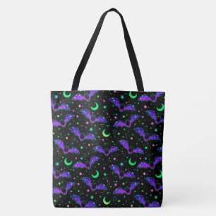 Bolsa Tote Neon Bats, Stars and Moons Halloween Tob