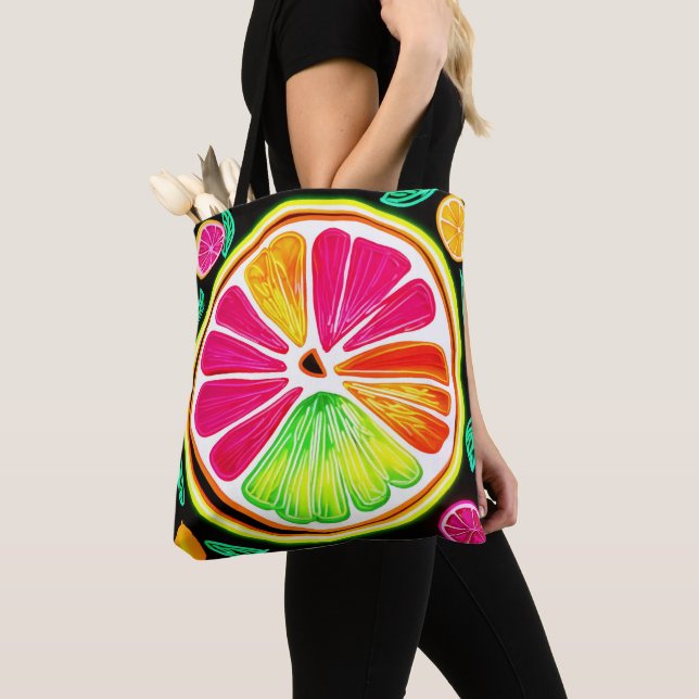 Bolsa Tote Neon Citrus Fruta Fiesta (Close Up)
