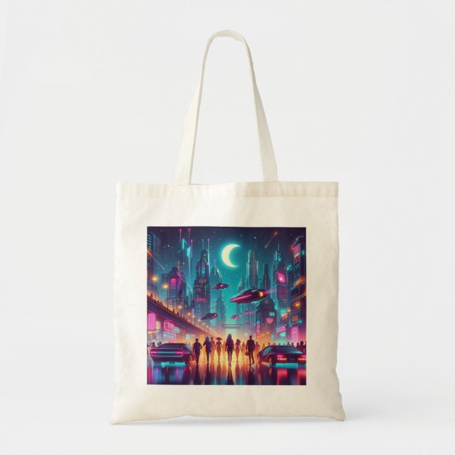 Bolsa Tote Neon Cityscape (Frente)