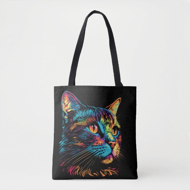 Bolsa Tote Neon Color Cat Face (Frente)