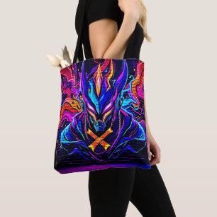Bolsa Tote Neon Cyber Guardian Art