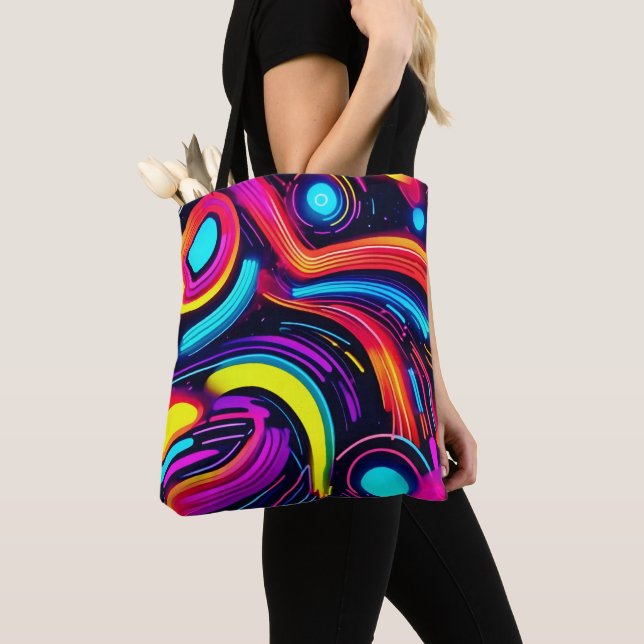 Bolsa Tote Neon Dreamscape Art (Close Up)
