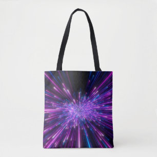 Bolsa Tote Neon Galaxy - Fundo do Abstrato Cósmico