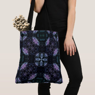 Bolsa Tote Neon Galaxy Mandala com brilho futurístico
