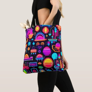 Bolsa Tote Neon Geométrico Abstrato
