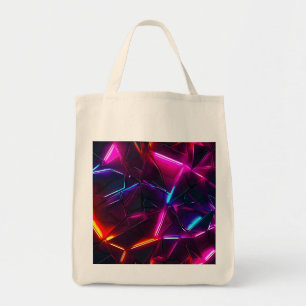 Bolsa Tote Neon Geométrico Abstrato Futurista Cyberpunk