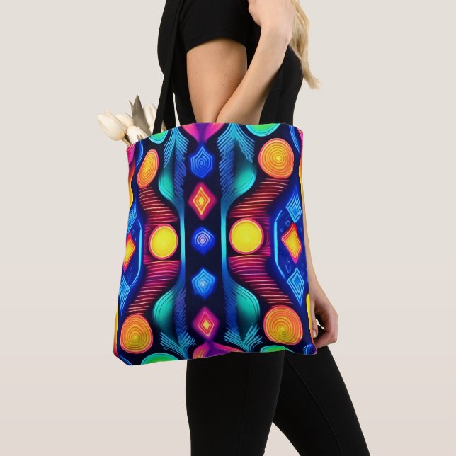 Bolsa Tote Neon Geométrico Mandala Art (Close Up)