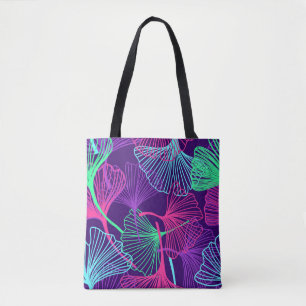 Bolsa Tote Neon Gingko Leaves: Floral Brilhante.